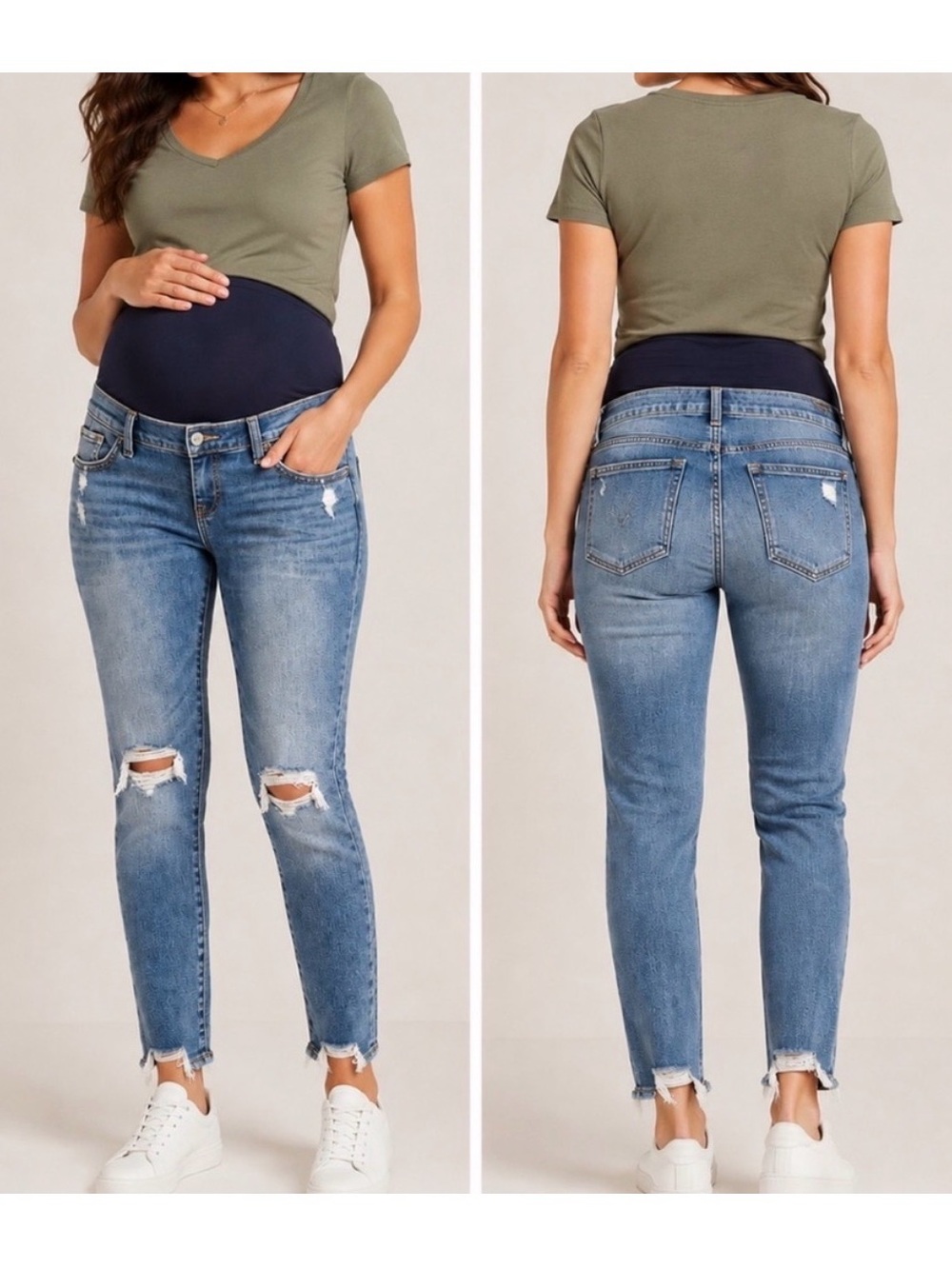 Abercrombie Maternity Super Skinny Distressed Ankle Jeans 27/4 L
